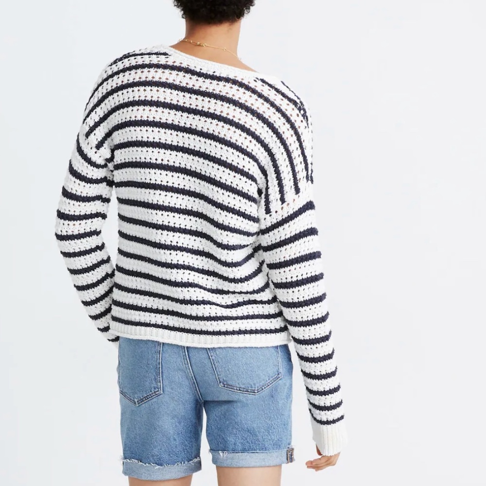 Madewell Austen Open Stitch Striped Pullover Sweater Lighthouse Size S - Picture 3 of 11